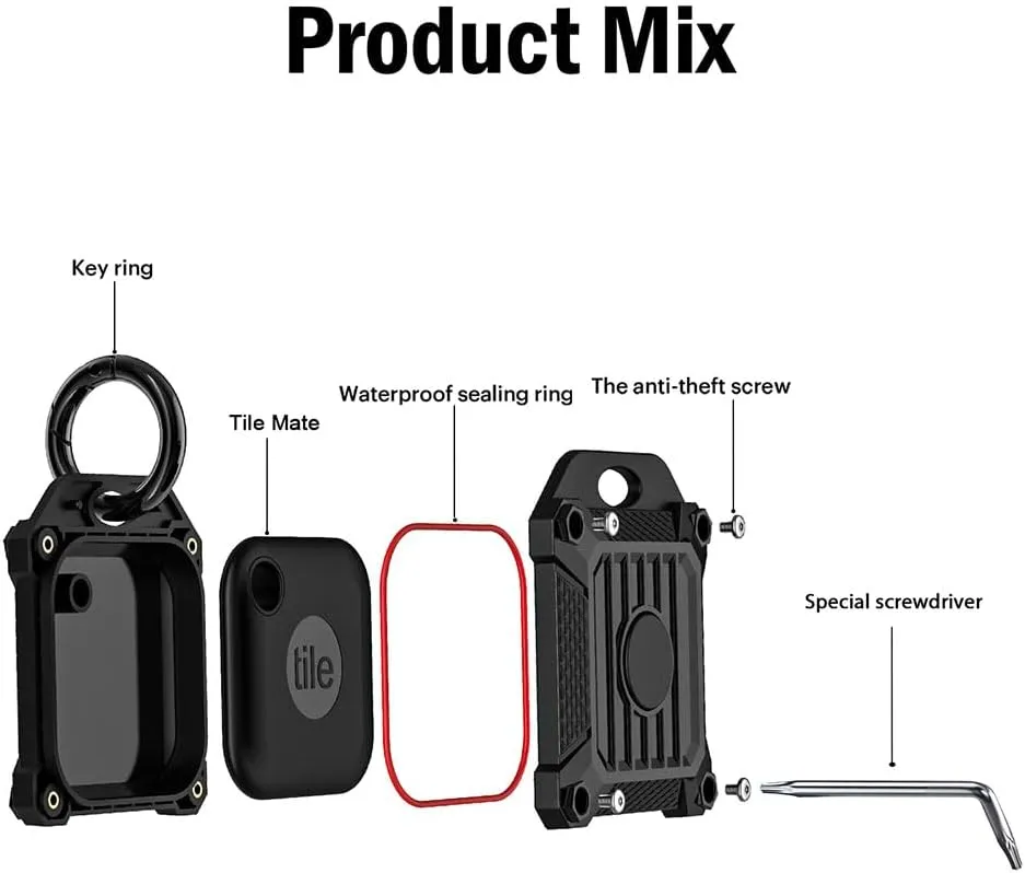 Tile Mate 2022 2024 Tracker Cover Anti-Scratch Waterproof Case with Keychain, Finder and Item Locator Cover for Carabiner, Keys, Bags, Cat Dog Collar Holder