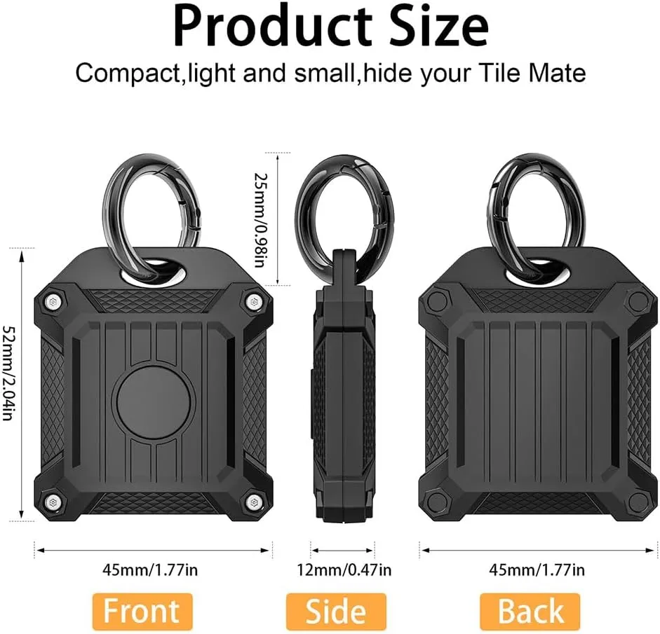 Tile Mate 2022 2024 Tracker Cover Anti-Scratch Waterproof Case with Keychain, Finder and Item Locator Cover for Carabiner, Keys, Bags, Cat Dog Collar Holder