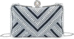 Tmore Pearl Clutch Purse Women's Evening Handbags Luxury Beaded Bride Purse with Chain for Wedding Prom Cocktail Party