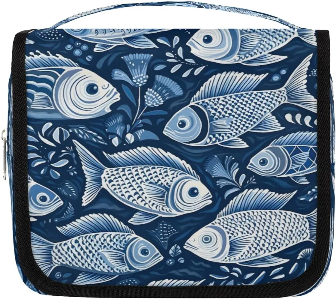 Toiletry Bag Hanging Toiletry Bag Travel Essentials Makeup Bag Travel Size Toiletries Bag Retro Fishes Travel Essentials For Women Travel Containers For Toiletries