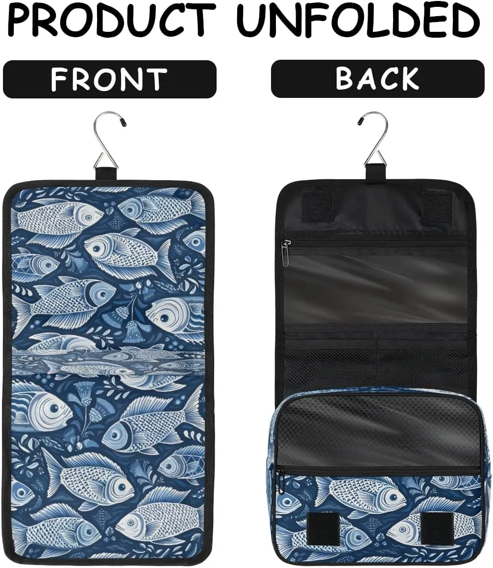 Toiletry Bag Hanging Toiletry Bag Travel Essentials Makeup Bag Travel Size Toiletries Bag Retro Fishes Travel Essentials For Women Travel Containers For Toiletries