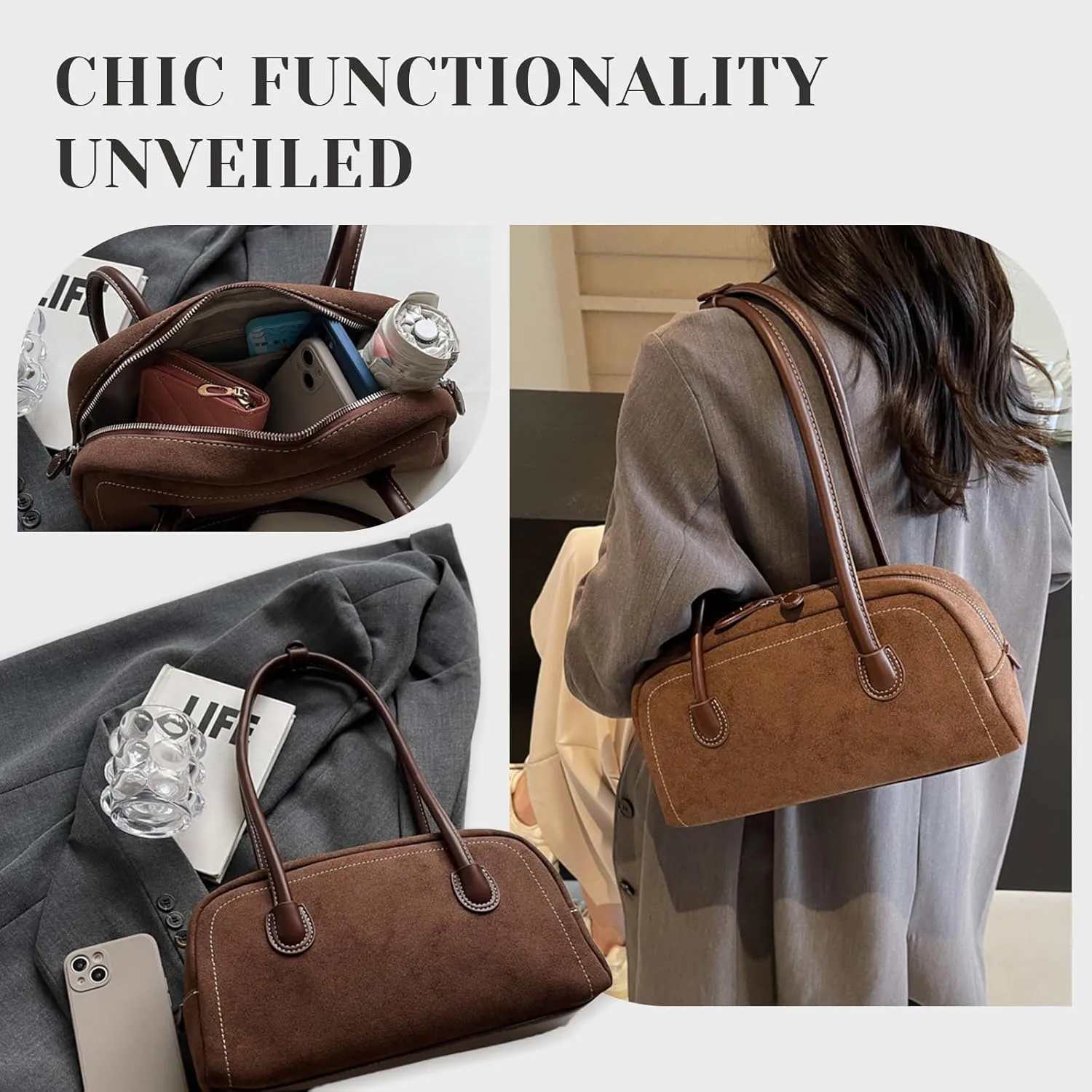 Top Handle Handbags for Women – Aesthetic Cute Purse, Trendy Vegan Leather Shoulder Bag, Stylish Women’s Handbag
