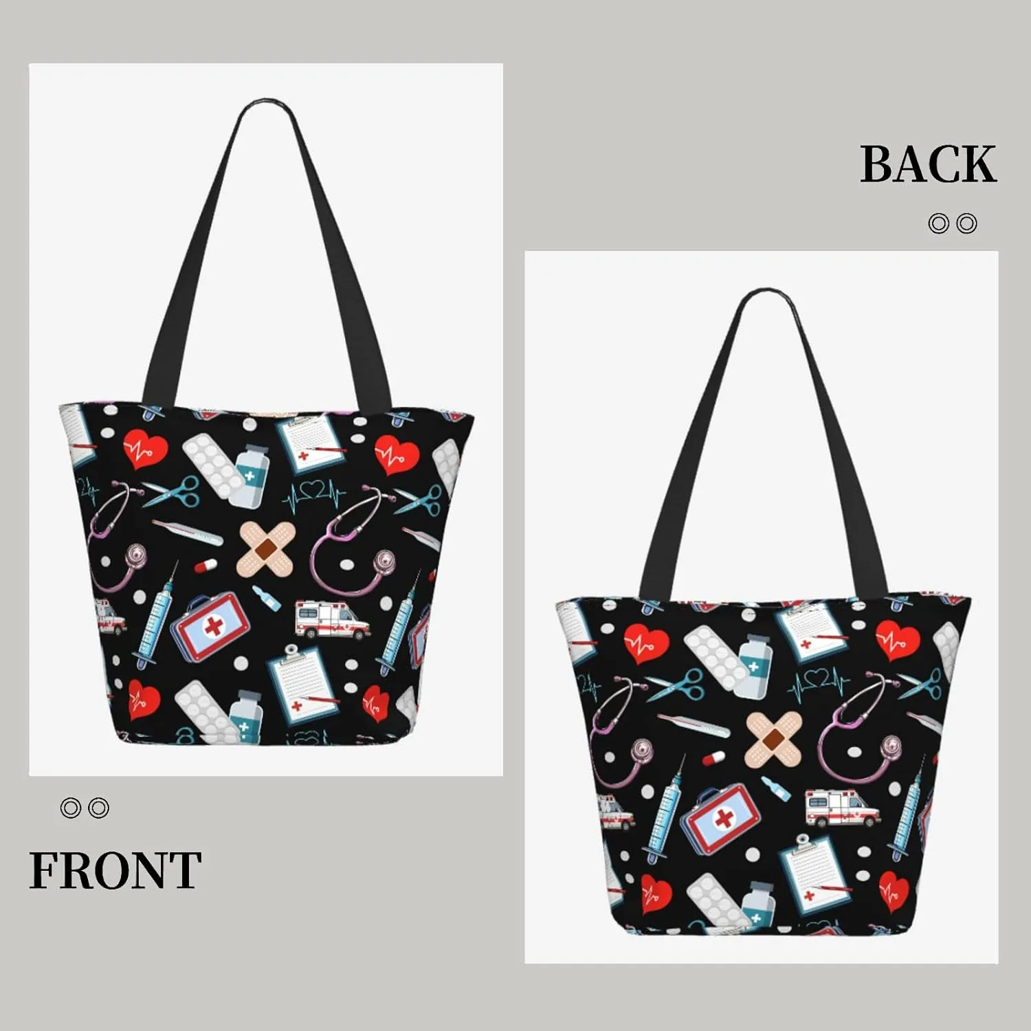 Tote Bag for Women Large Shoulder Bag with Zipper Pockets Stylish Print Handbags for Work Travel Shopping