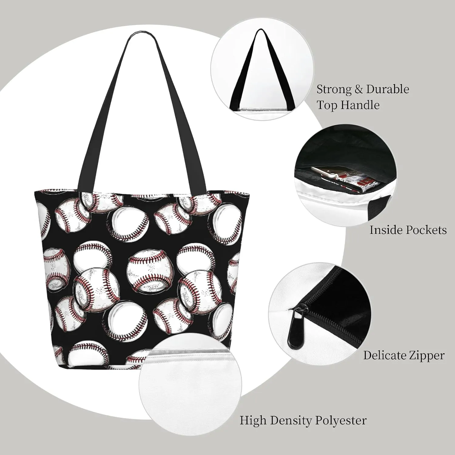 Tote Bag for Women Large Shoulder Bag with Zipper Pockets Stylish Print Handbags for Work Travel Shopping