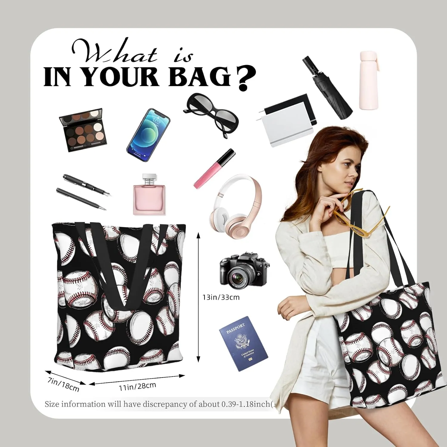 Tote Bag for Women Large Shoulder Bag with Zipper Pockets Stylish Print Handbags for Work Travel Shopping