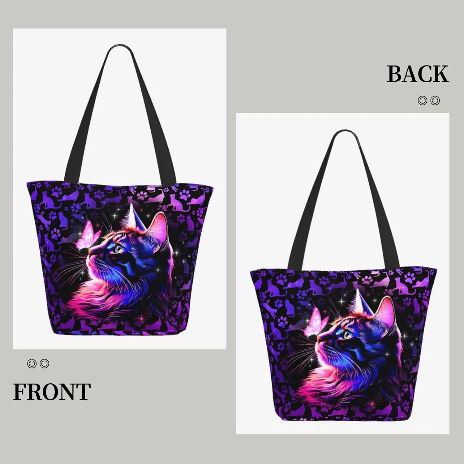 Tote Bag for Women Large Shoulder Bag with Zipper Pockets Stylish Print Handbags for Work Travel Shopping