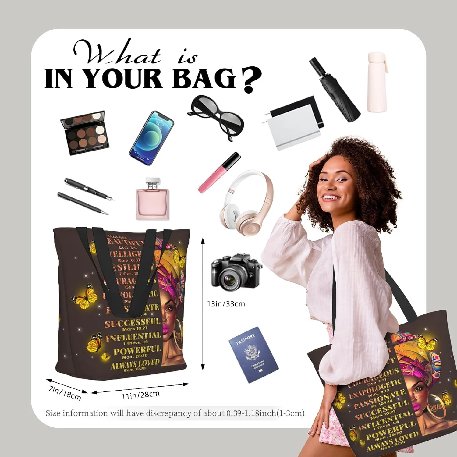 Tote Bag for Women Large Shoulder Bag with Zipper Pockets Stylish Print Handbags for Work Travel Shopping