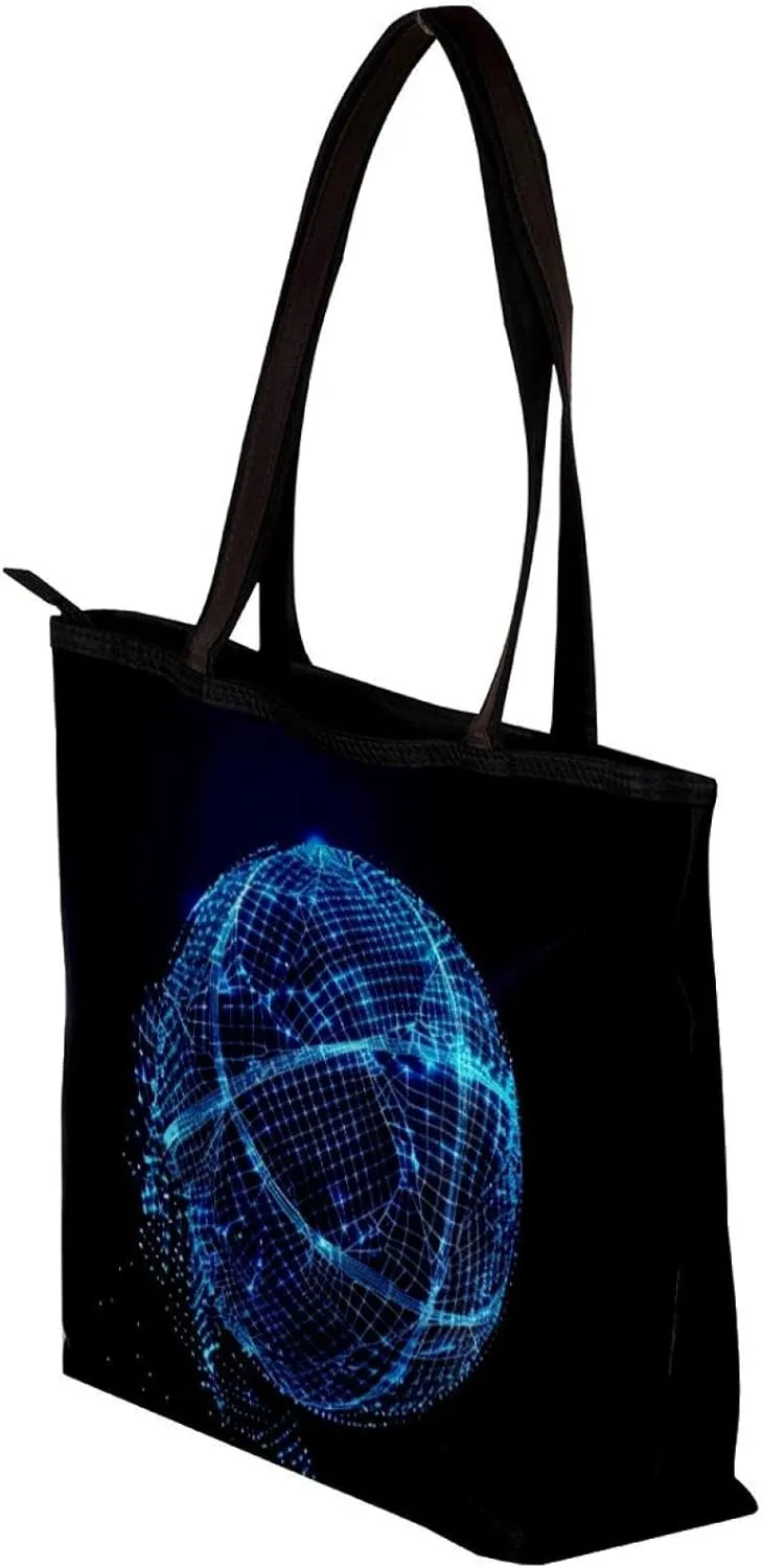 Tote Bag for Women, Large Tote Bag, Women's Tote Handbags, Modern Blue Art Basketball Pattern, Totes for Women