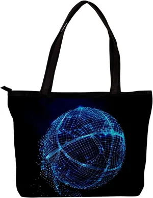 Tote Bag for Women, Large Tote Bag, Women's Tote Handbags, Modern Blue Art Basketball Pattern, Totes for Women