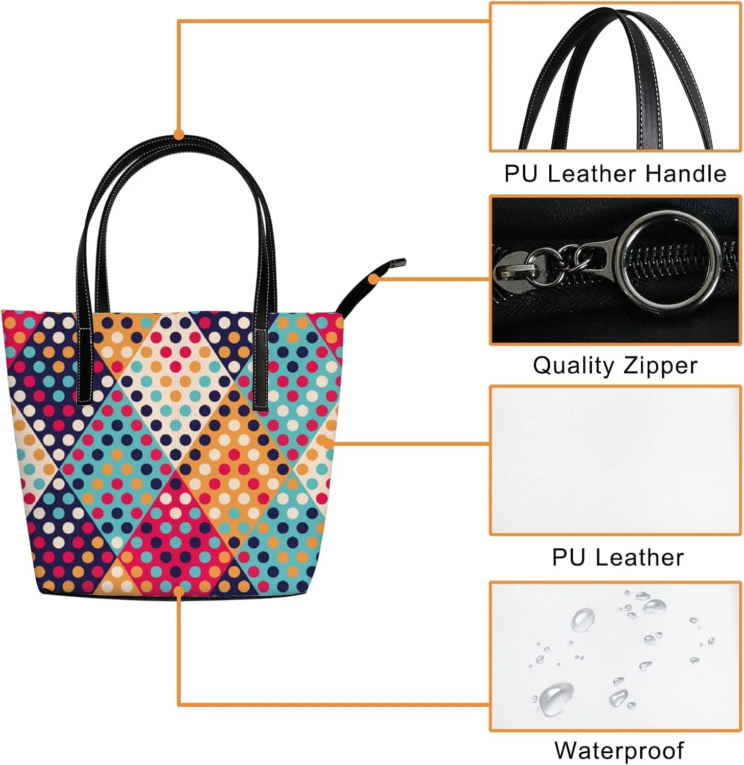 Tote Bag for Women PU Leather Handbags Women's Crossbody Handbags Work Tote Bags for Women Coachbags Tote Bag with Zipper