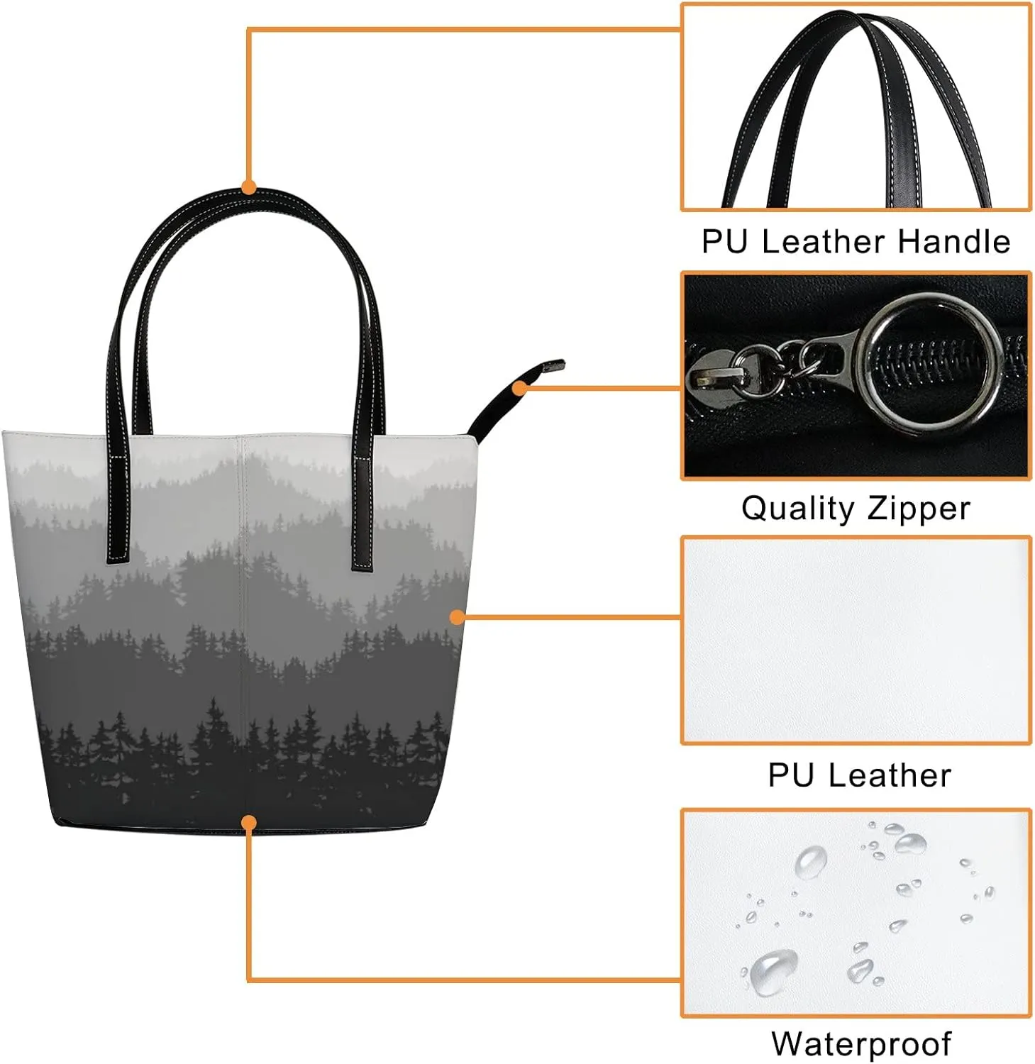 Tote Bag for Women PU Leather Handbags Women's Crossbody Handbags Work Tote Bags for Women Coachbags Tote Bag with Zipper