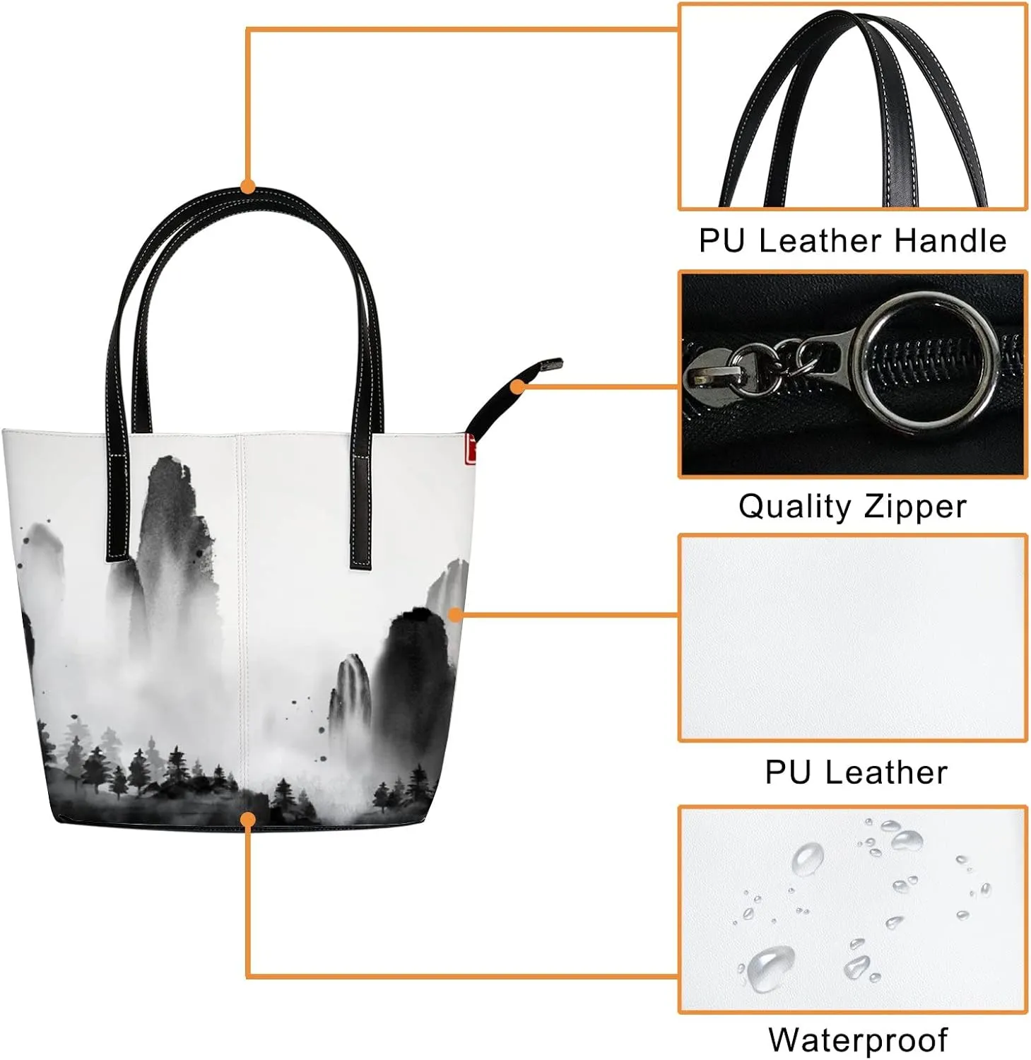 Tote Bag for Women PU Leather Handbags Women's Crossbody Handbags Work Tote Bags for Women Coachbags Tote Bag with Zipper