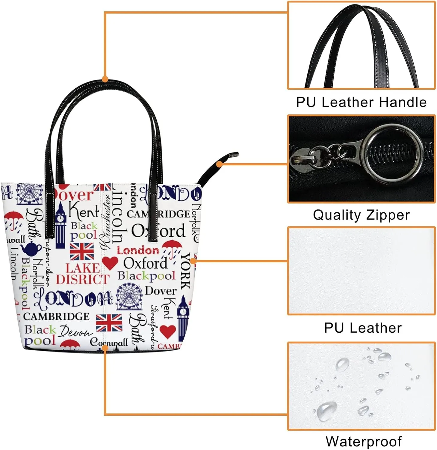 Tote Bag for Women PU Leather Handbags Women's Crossbody Handbags Work Tote Bags for Women Coachbags Tote Bag with Zipper