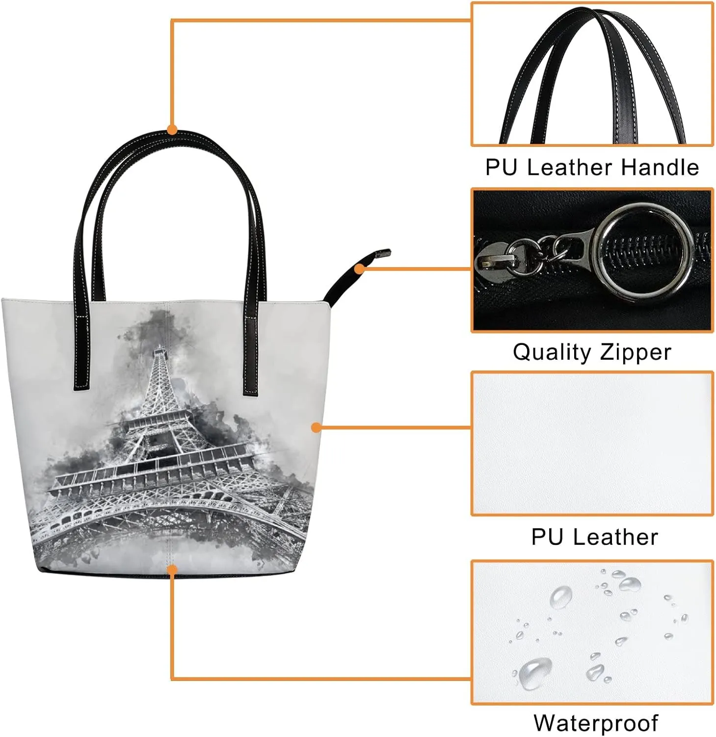 Tote Bag for Women PU Leather Handbags Women's Crossbody Handbags Work Tote Bags for Women Coachbags Tote Bag with Zipper