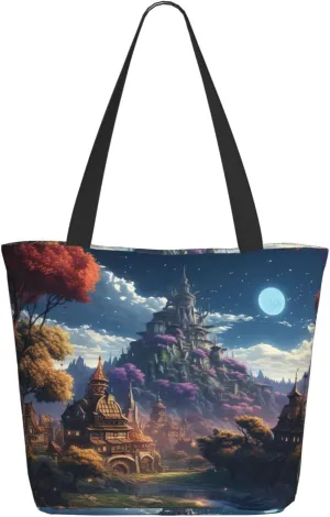 Tote Bag for Women Purse and Handbags Tote Shoulder Shopping Bag Fantasy Town Messenger Bag