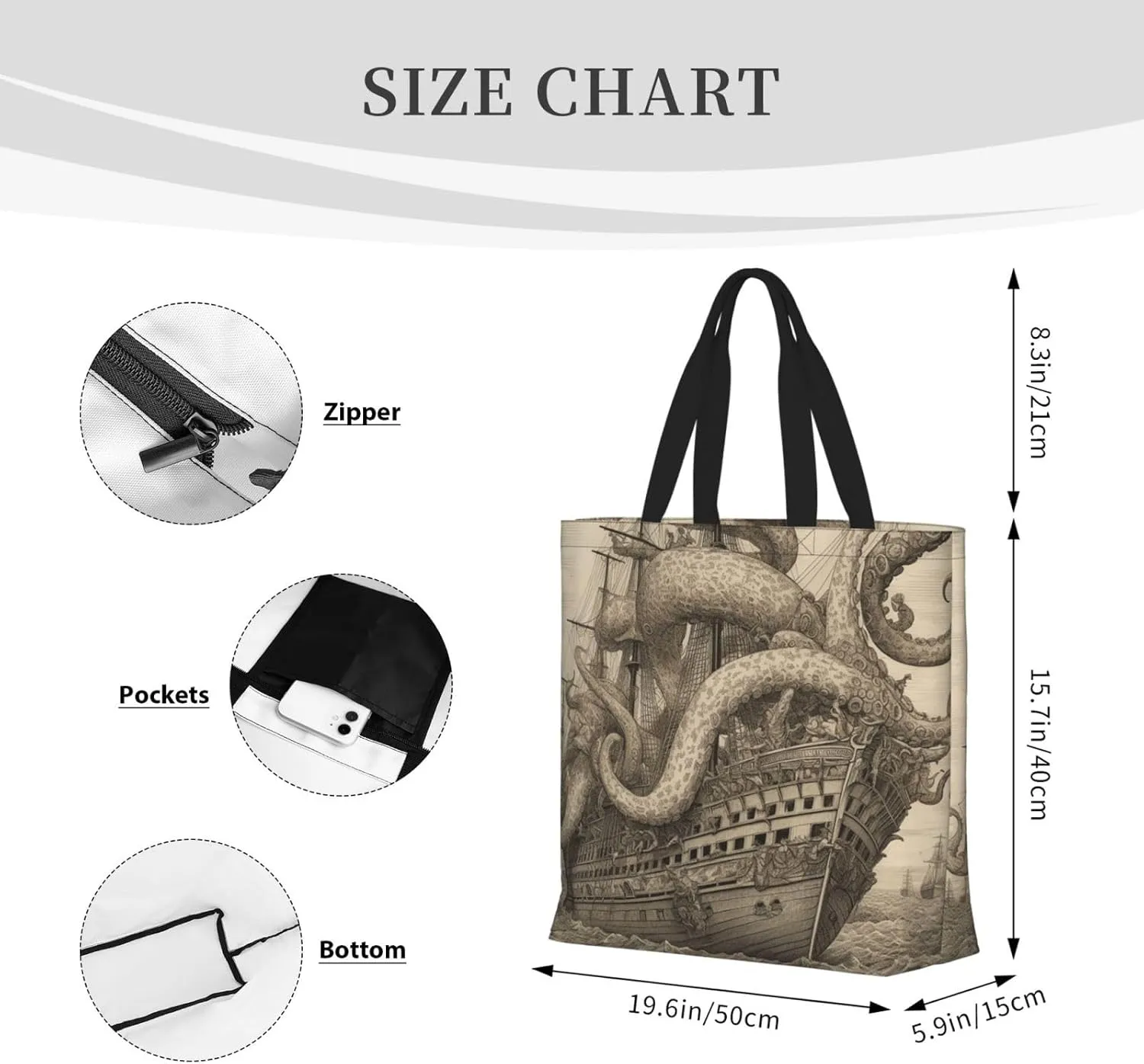 Tote Bag for Women Reusable Grocery Bags Seals on ice Tote Bag with Inner Pocket Travel Tote for Shopping