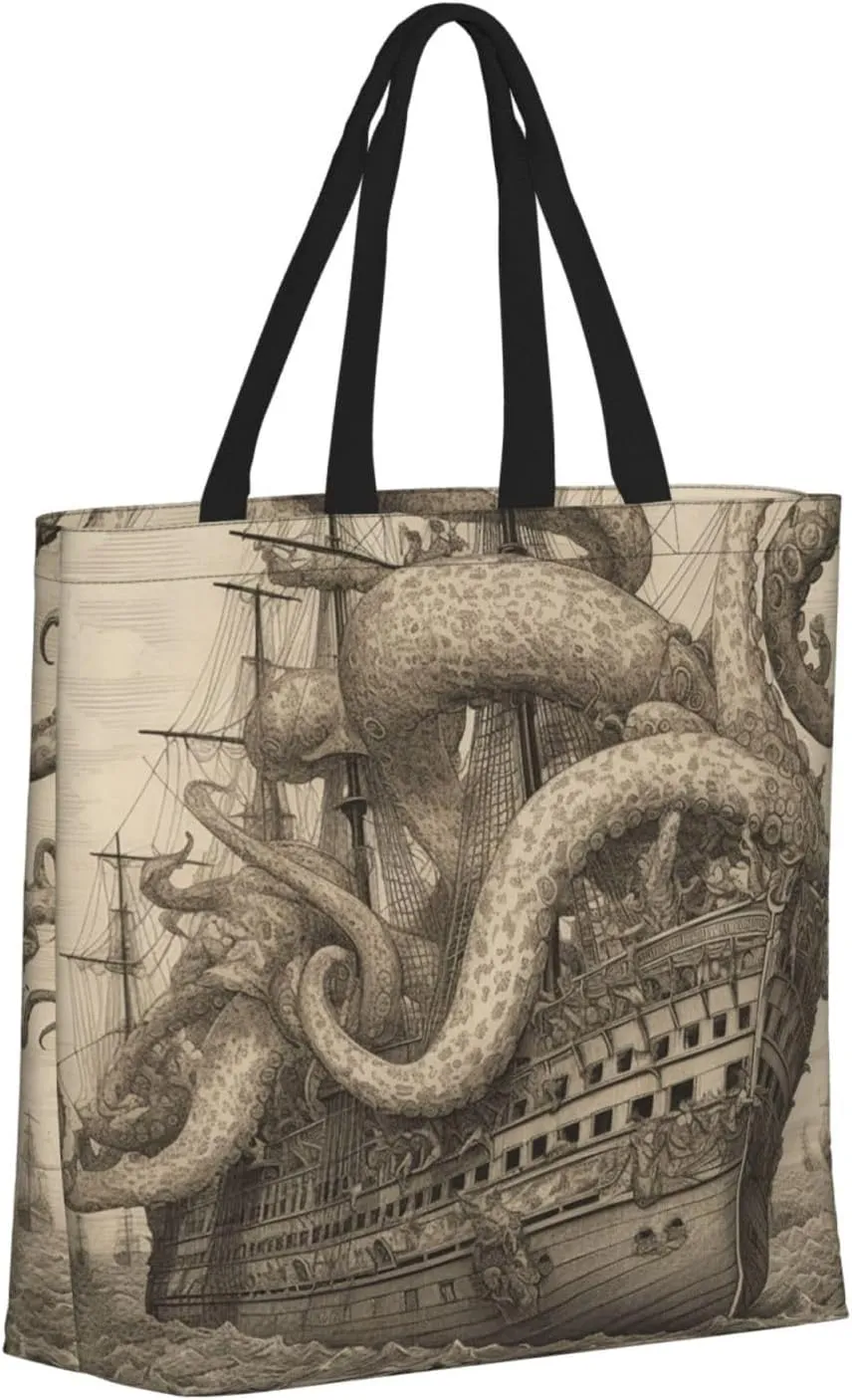 Tote Bag for Women Reusable Grocery Bags Seals on ice Tote Bag with Inner Pocket Travel Tote for Shopping