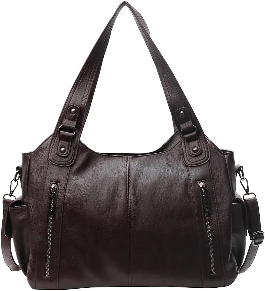 Tote Bag for Women,PU Leather Shoulder Handbag Large Work Totes Multi-Pocket Concealed Carry Hobo Crossbody Bag