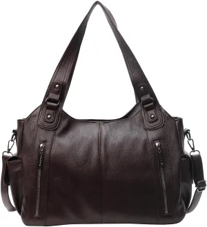 Tote Bag for Women,PU Leather Shoulder Handbag Large Work Totes Multi-Pocket Concealed Carry Hobo Crossbody Bag