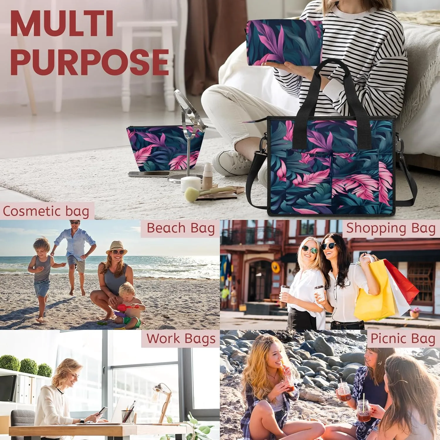 Tote Satchel Bag Set 3PCS for Women, Tote Briefcase Shoulder Handbag Purse Satchels