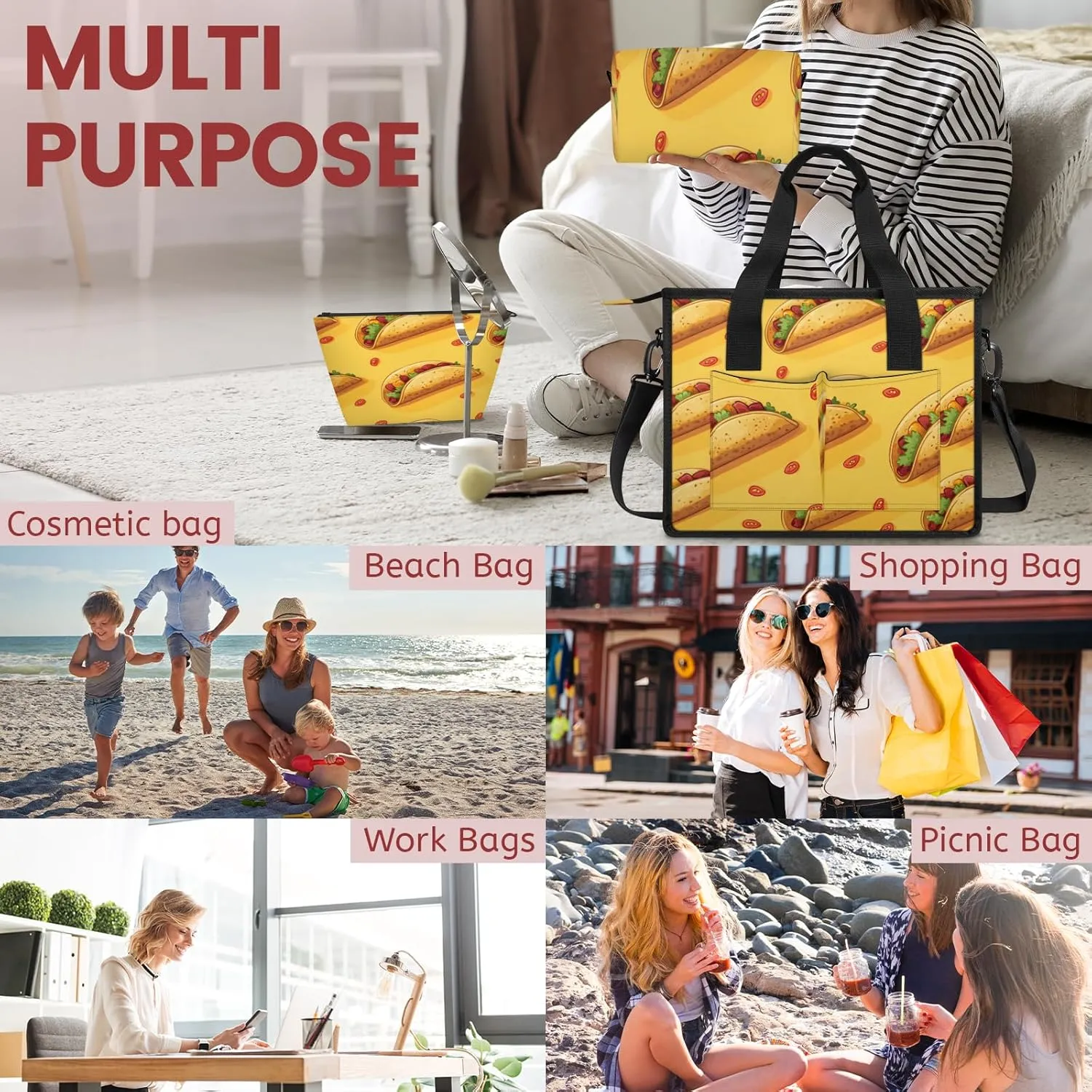 Tote Satchel Bag Set 3PCS for Women, Tote Briefcase Shoulder Handbag Purse Satchels