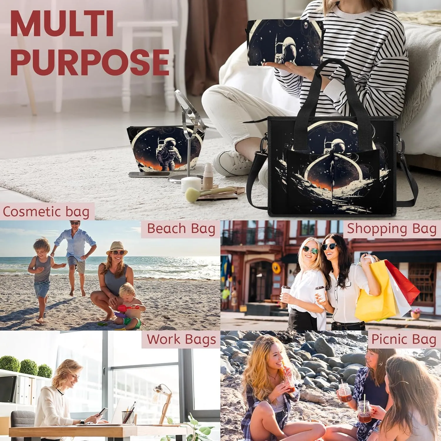 Tote Satchel Bag Set 3PCS for Women, Tote Briefcase Shoulder Handbag Purse Satchels