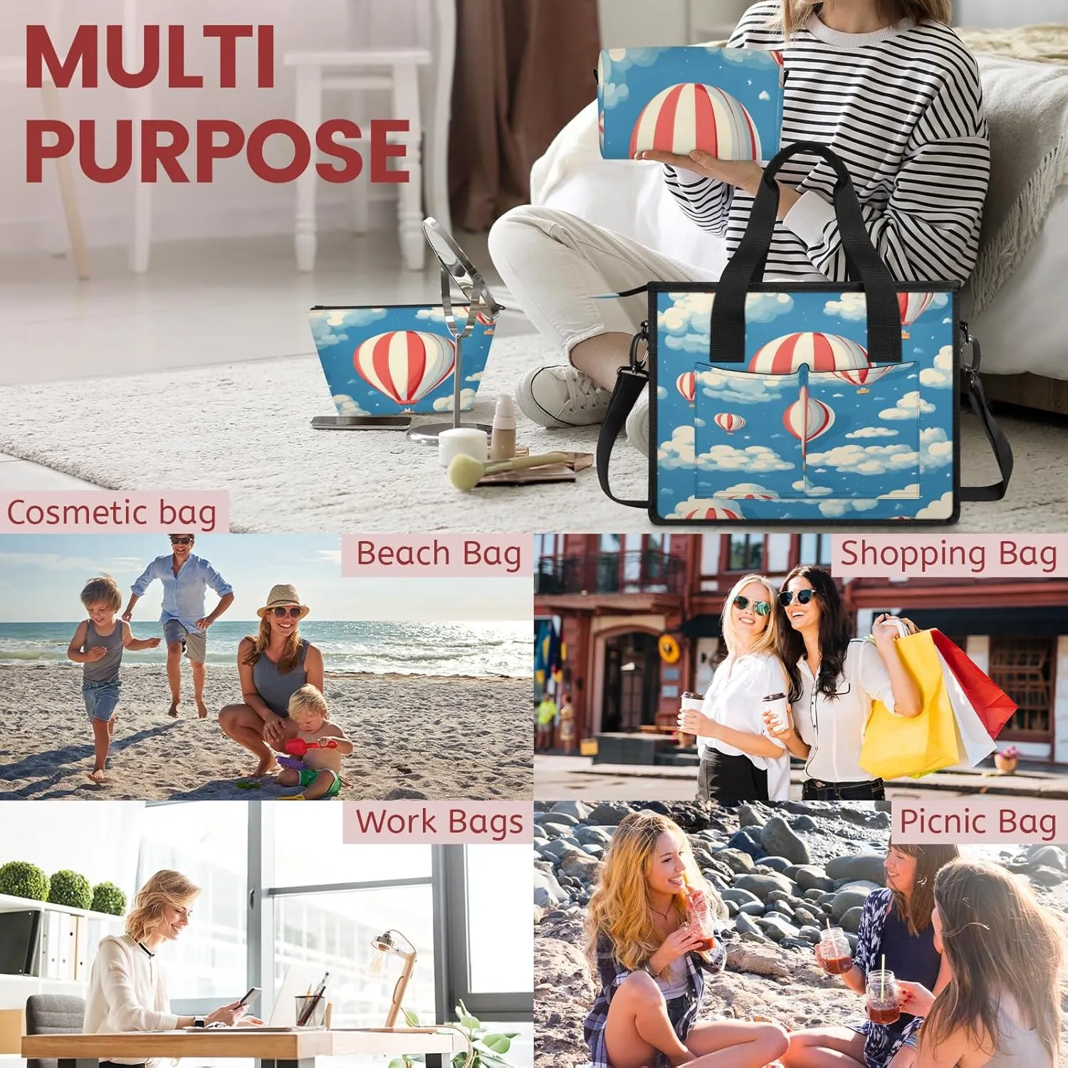 Tote Satchel Bag Set 3PCS for Women, Tote Briefcase Shoulder Handbag Purse Satchels