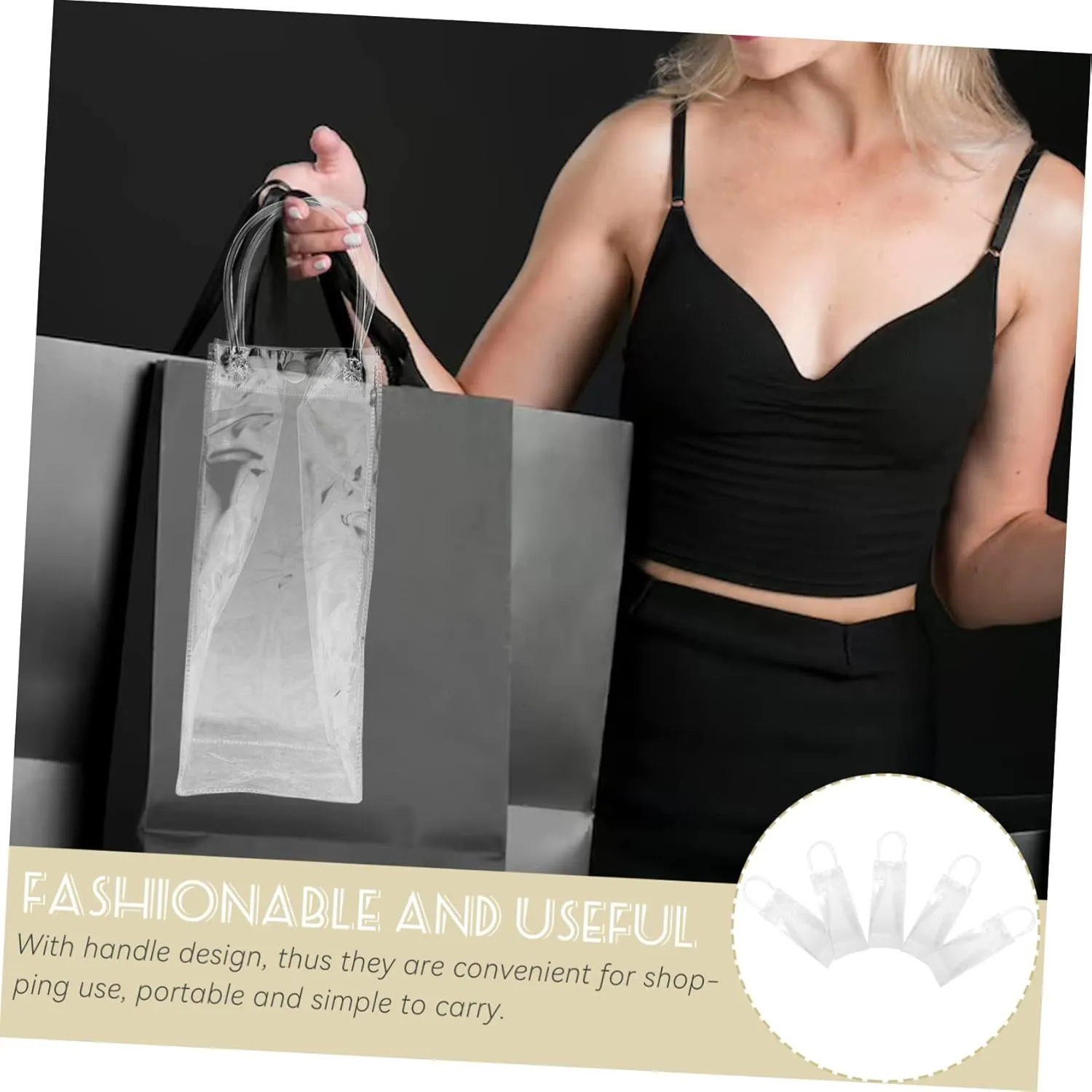TOVINANNA Elegant Pvc Handbags 10pcs Wine Bottle Wrap Bags for Bulk Ideal for Party Household Needs
