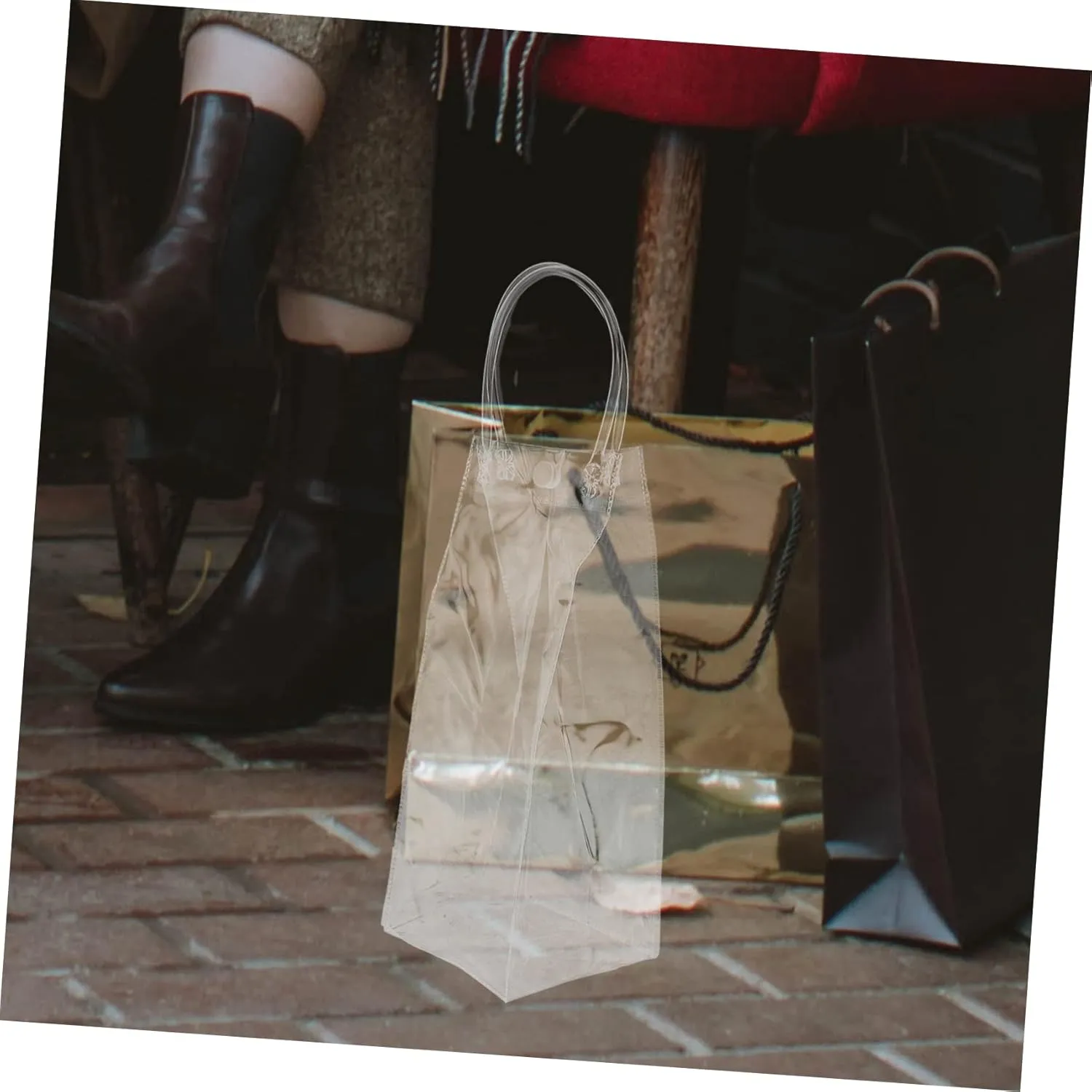 TOVINANNA Elegant Pvc Handbags 10pcs Wine Bottle Wrap Bags for Bulk Ideal for Party Household Needs