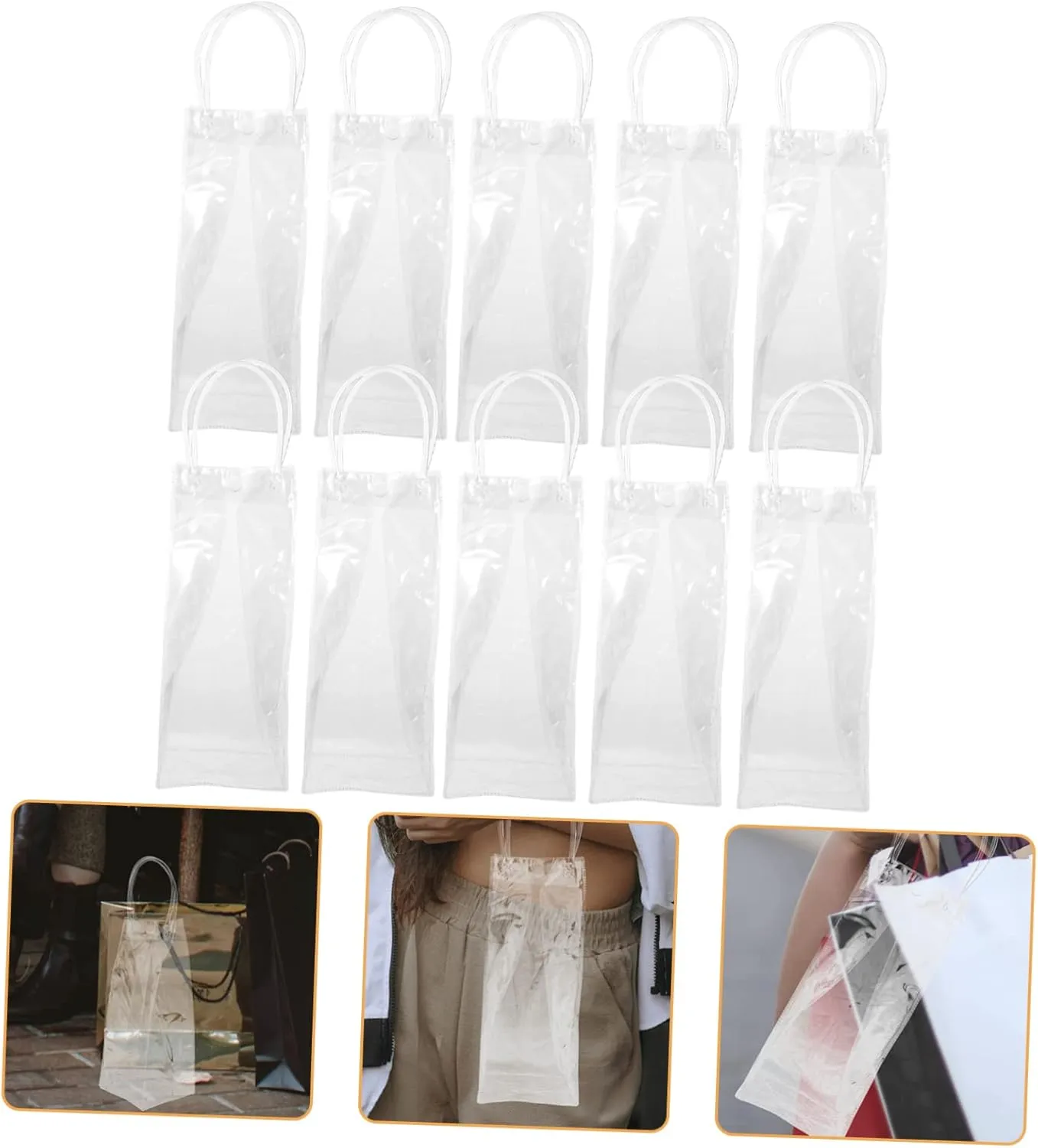 TOVINANNA Elegant Pvc Handbags 10pcs Wine Bottle Wrap Bags for Bulk Ideal for Party Household Needs