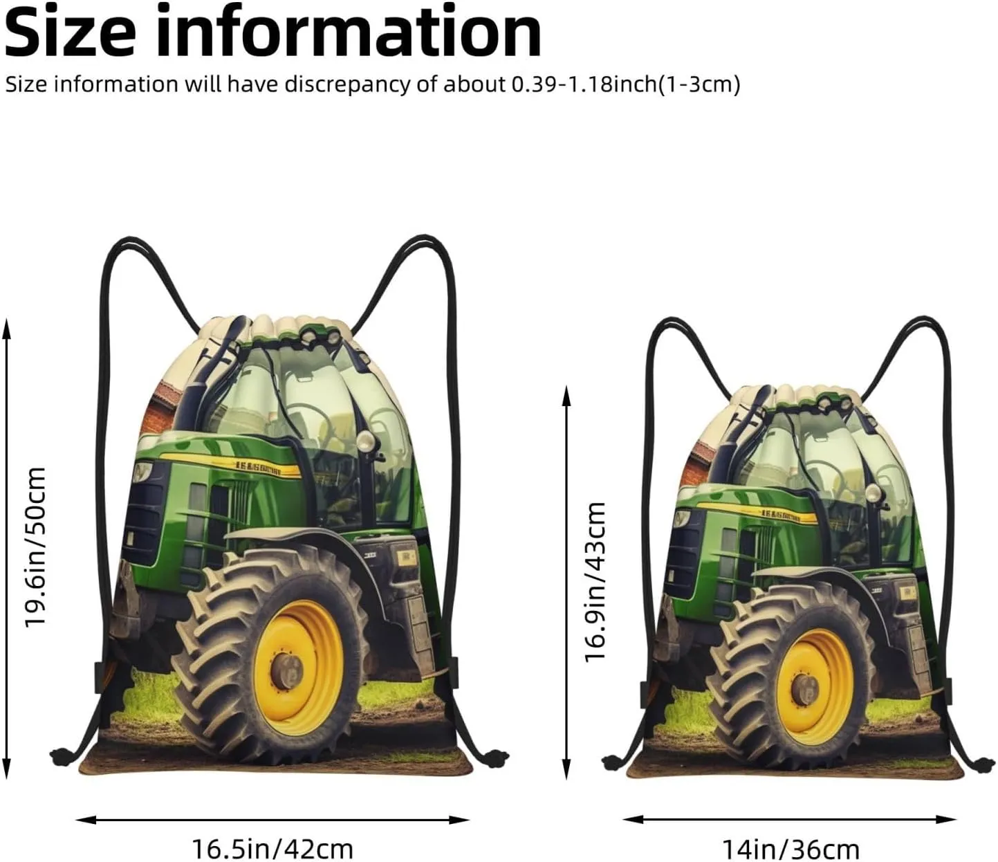 Tractor Theme Drawstring Bags Waterproof Drawstring Backpack for Sports Draw string bag for Gym Swimming