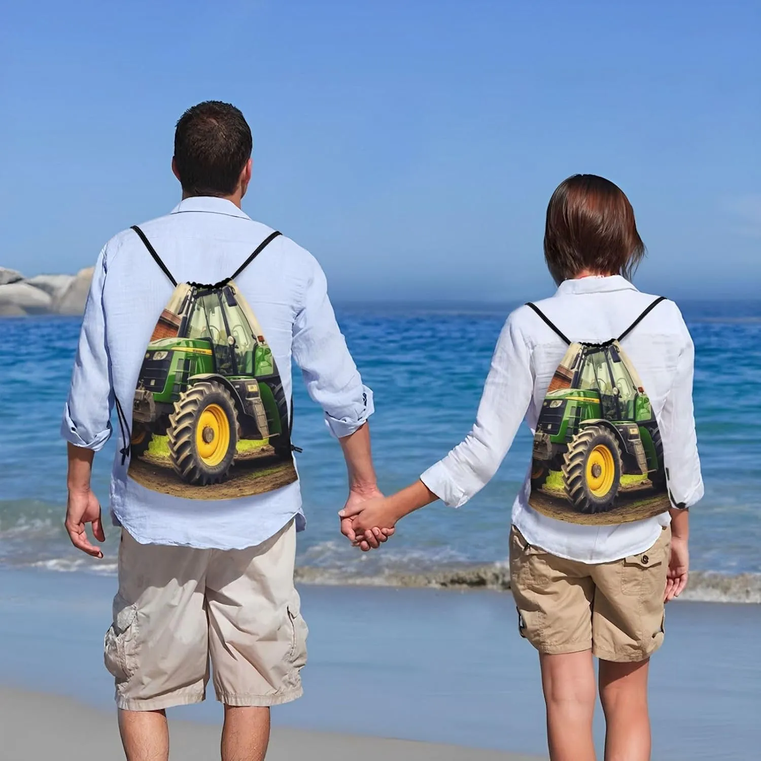Tractor Theme Drawstring Bags Waterproof Drawstring Backpack for Sports Draw string bag for Gym Swimming