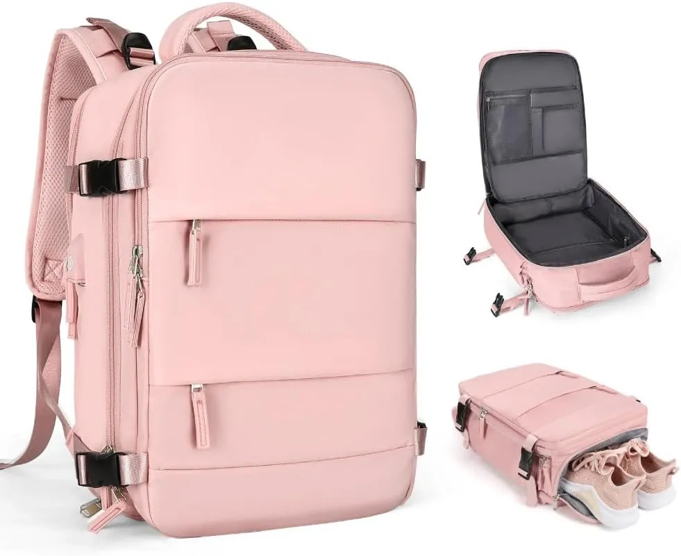 Travel Backpack for Men Women, Carry On Backpack, Laptop Backpack Flight Approved, Nurse Bag Daypack for Weekender (Pink,small)
