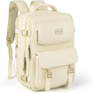 Travel Backpack For Women, 25L Waterproof Laptop Daypack for Traveling Camping, Small Carry On Flight Approved Backpacks (Beige)