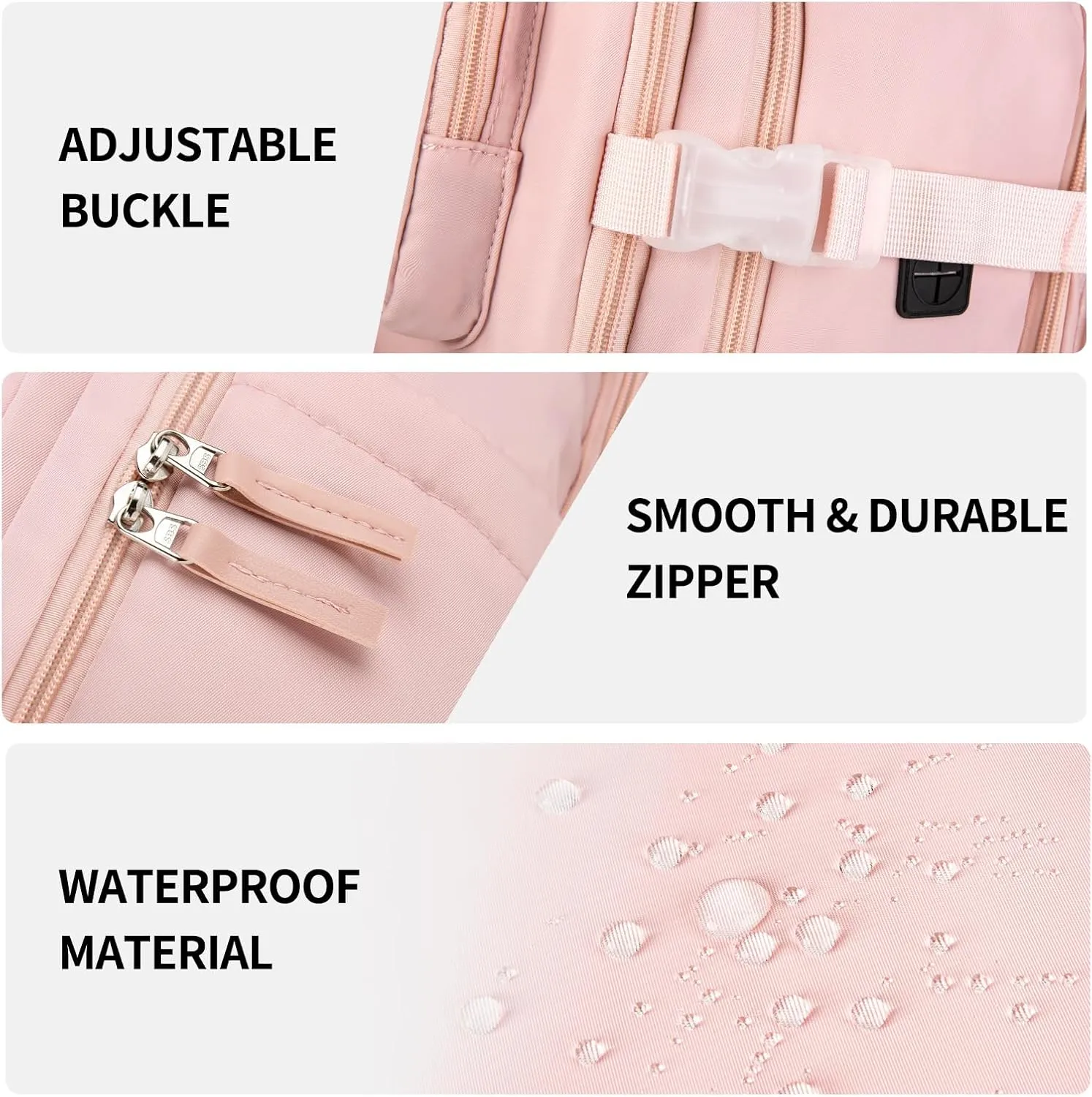 Travel Backpack For Women, 25L Waterproof Laptop Daypack for Traveling Camping, Small Carry On Flight Approved Backpacks (Pink)