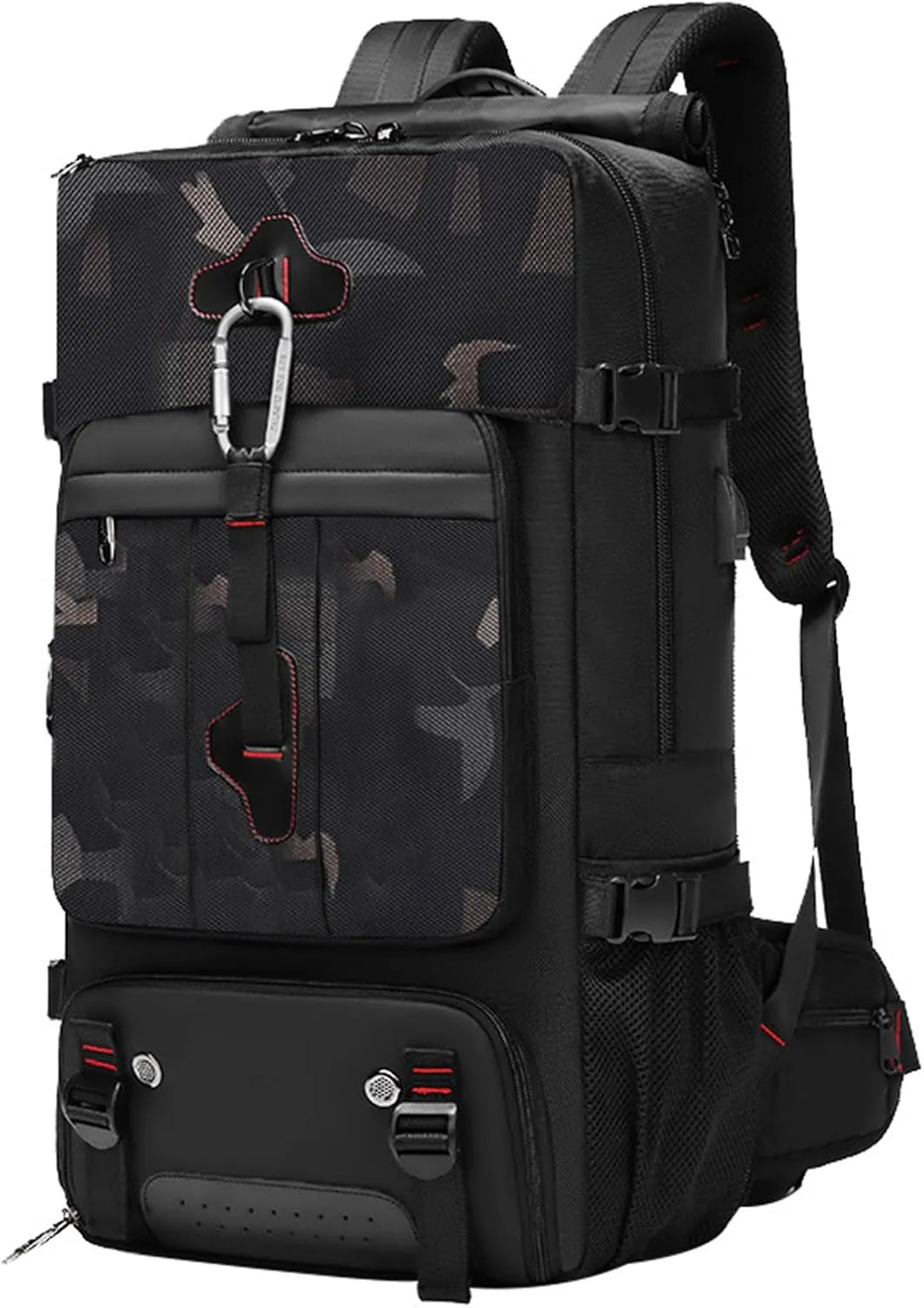 Travel Backpack Large Capacity Shoulder Bag for Outdoor Activities 60L Expandable Flight Backpack Men's Women's Hiking Waterproof Sturdy Oxford Cloth Backpacks Camo-Black