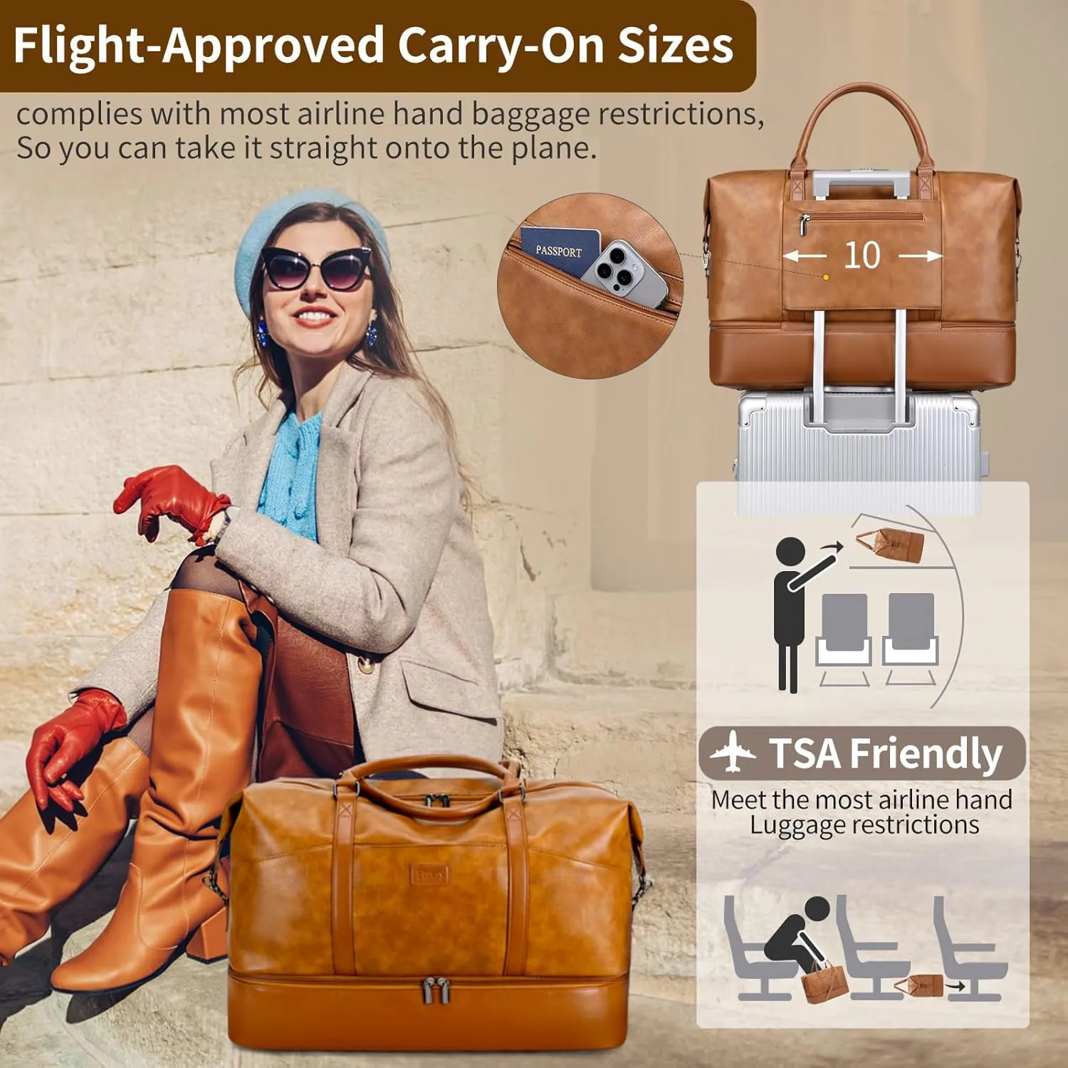 Travel Bag for Women: 21" Large Weekender Bags for Women with Shoe Compartment & Toiletry Bags, 3PCS Overnight Duffel Tote for Carry on Weekend Travel Business Trip Airplane Traveling, Gym