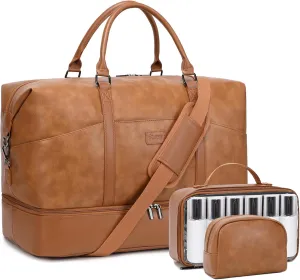 Travel Bag for Women: 21" Large Weekender Bags for Women with Shoe Compartment & Toiletry Bags, 3PCS Overnight Duffel Tote for Carry on Weekend Travel Business Trip Airplane Traveling, Gym
