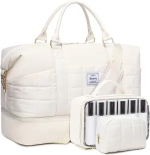Travel Bag for Women: 21" Large Weekender Bags for Women with Shoe Compartment & Toiletry Bags, 3PCS Overnight Duffel Tote for Carry on Weekend Travel Business Trip Airplane Traveling, Gym