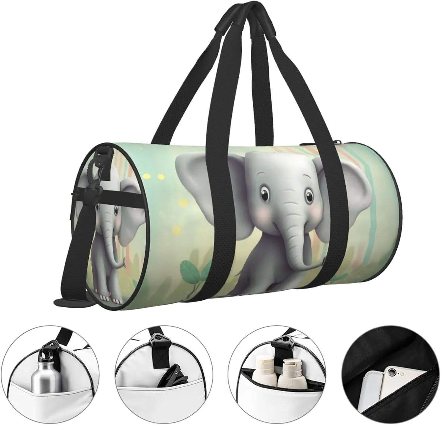 Travel Bag For Women,Lovely Elephant Print Personal Item Duffle Bags,Weekend Travel Duffel Tote Bag,Travel Sport Gym Bag For Men,Airplane Travel Essentials For Flying