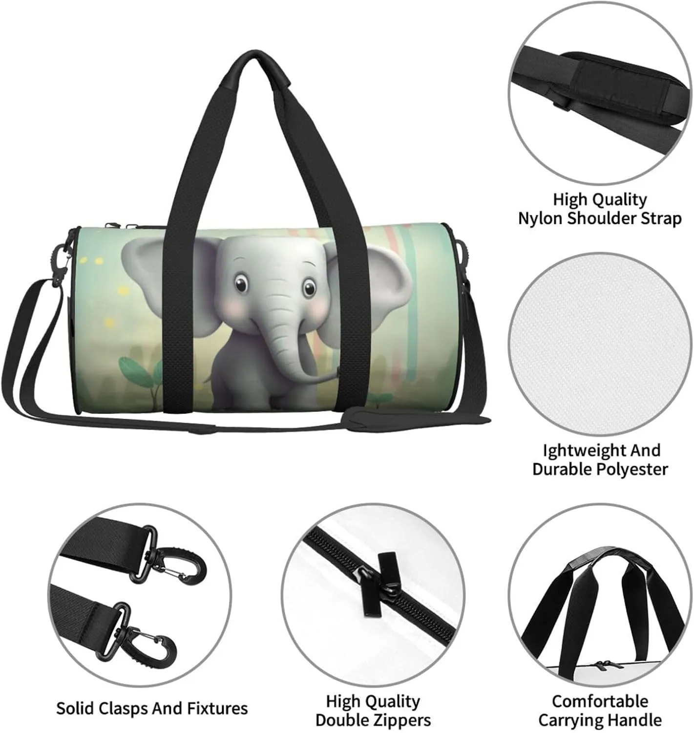 Travel Bag For Women,Lovely Elephant Print Personal Item Duffle Bags,Weekend Travel Duffel Tote Bag,Travel Sport Gym Bag For Men,Airplane Travel Essentials For Flying