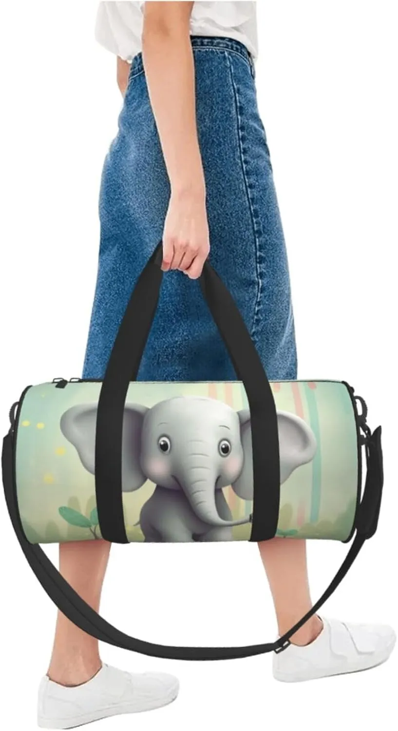 Travel Bag For Women,Lovely Elephant Print Personal Item Duffle Bags,Weekend Travel Duffel Tote Bag,Travel Sport Gym Bag For Men,Airplane Travel Essentials For Flying