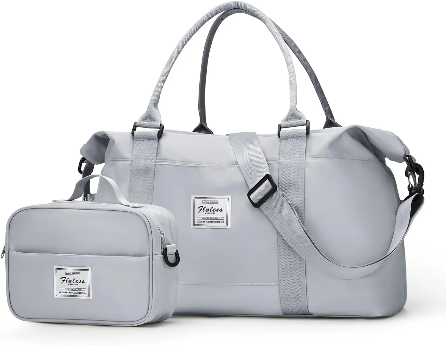 Travel Bags for Women, Weekender Overnight Bag with Toiletry Bag, Carry On Travel Tote Bag Duffel Bag,Gym Bag with Wet Pocket & Trolley Sleeve,Grey