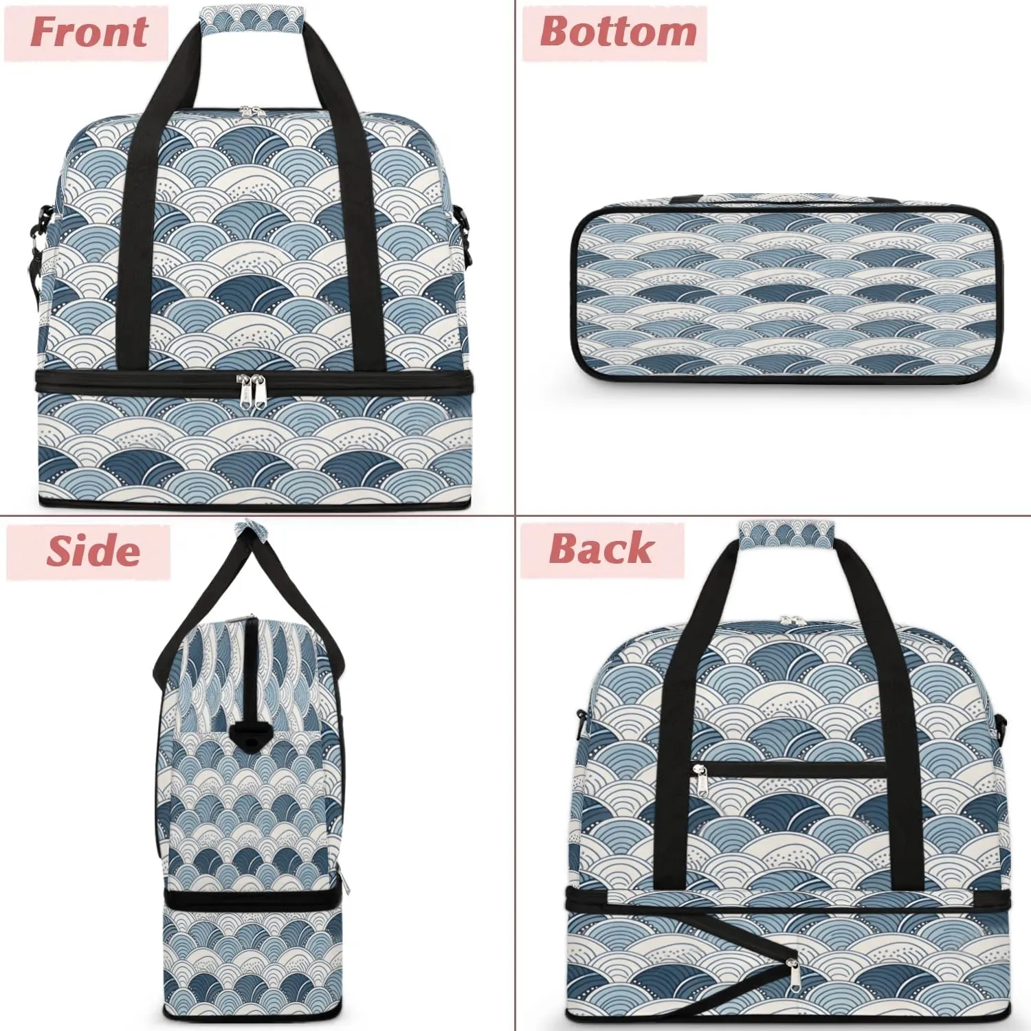 Travel Duffel Bag Boho Print Weekender Bag with Shoe Compartment Foldable Overnight Bags for Travel Sports Lightweight Gym Bags for Men Women