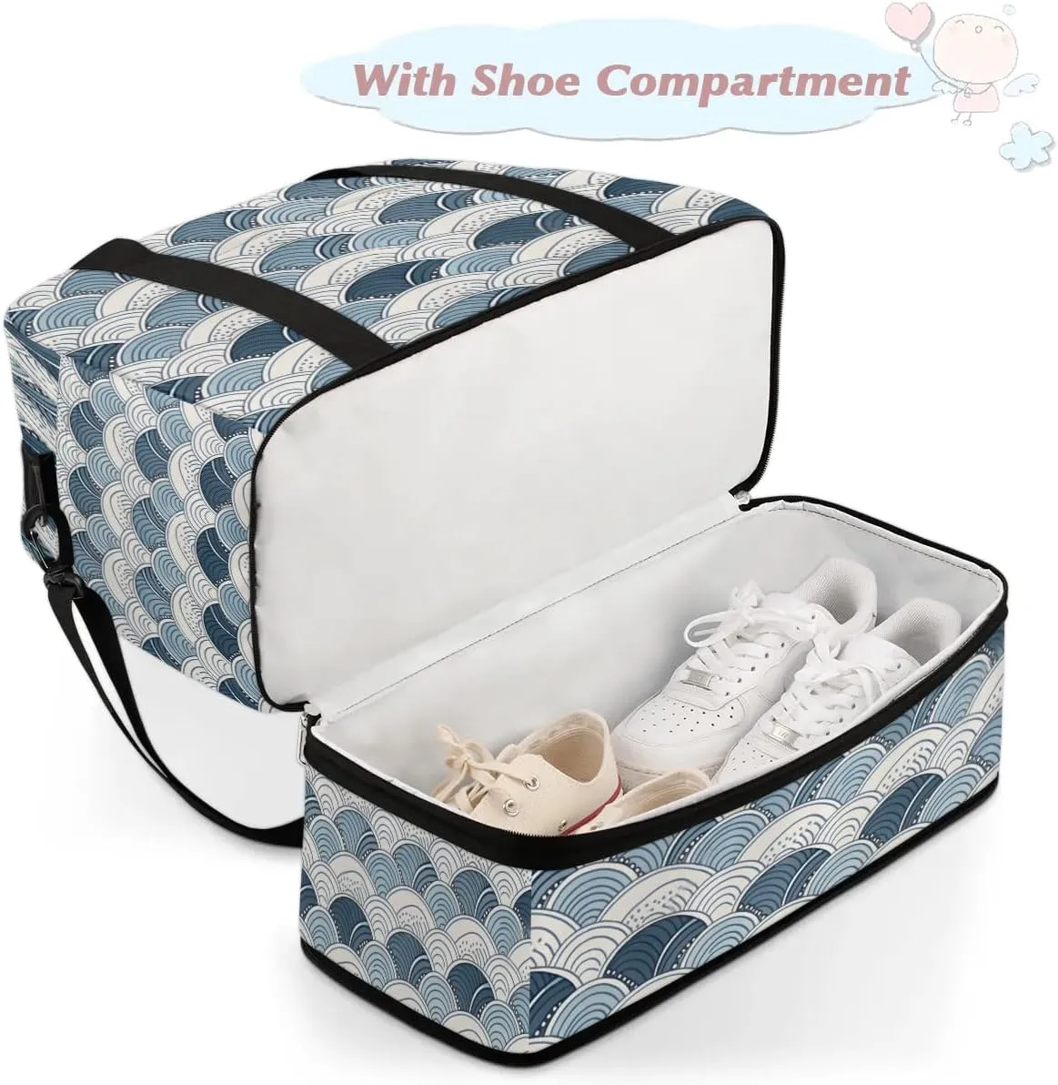 Travel Duffel Bag Boho Print Weekender Bag with Shoe Compartment Foldable Overnight Bags for Travel Sports Lightweight Gym Bags for Men Women