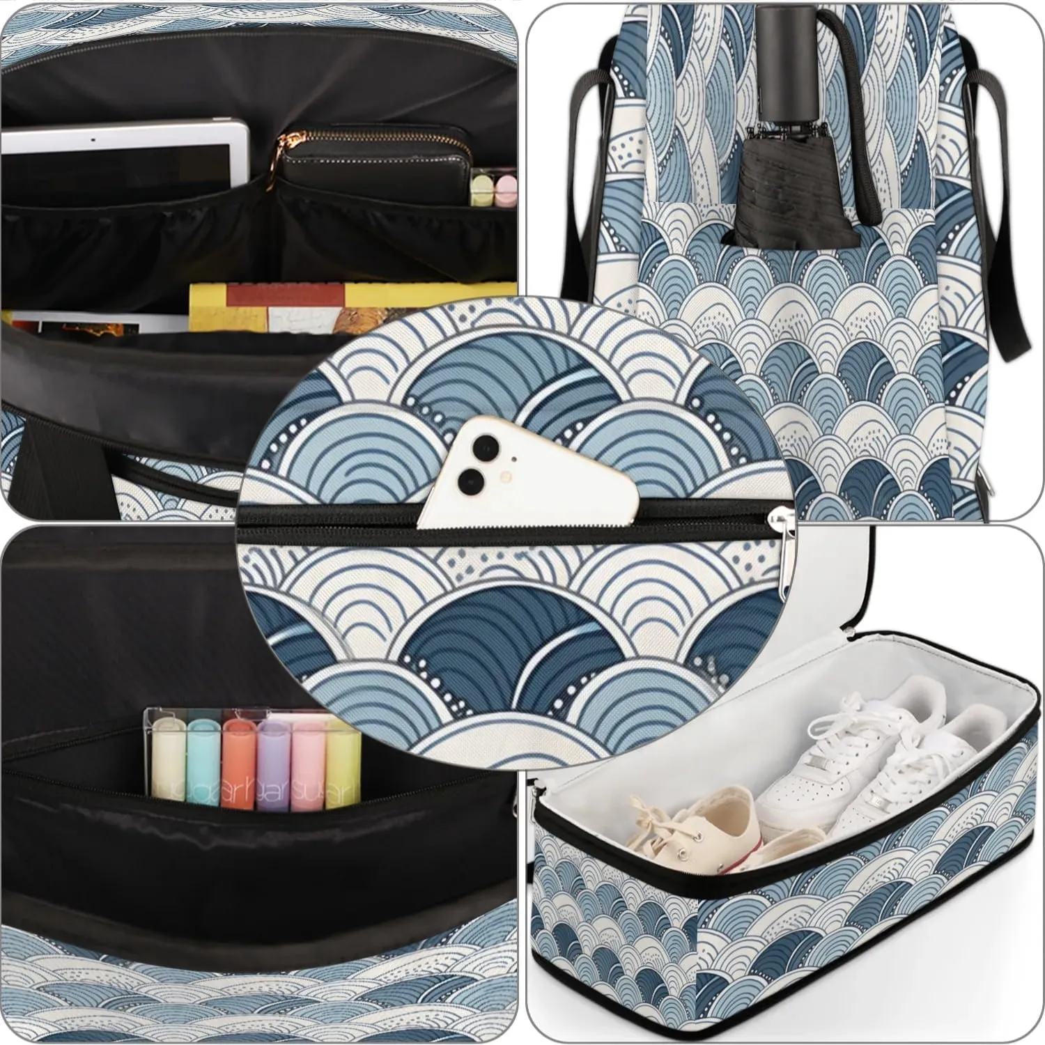 Travel Duffel Bag Boho Print Weekender Bag with Shoe Compartment Foldable Overnight Bags for Travel Sports Lightweight Gym Bags for Men Women