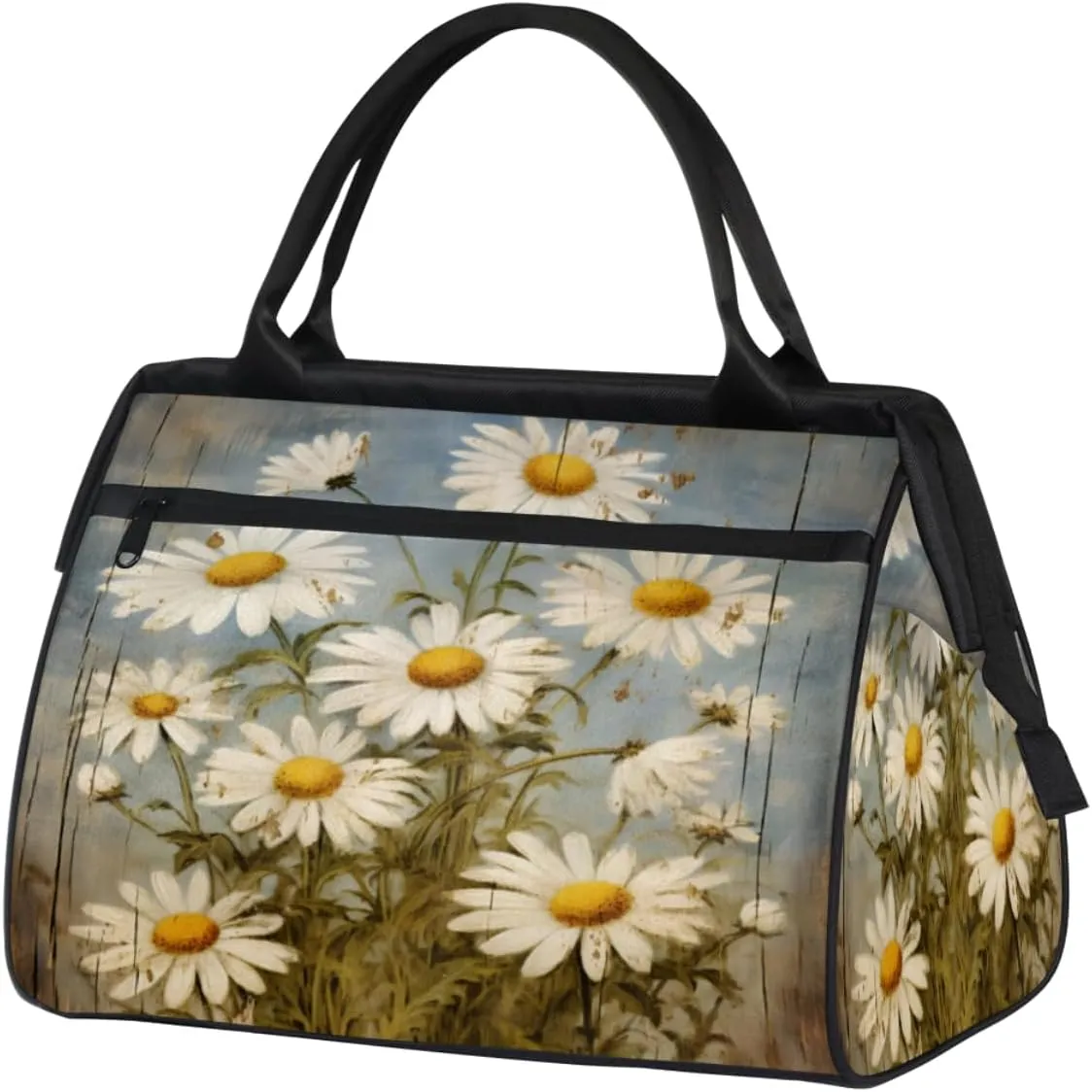 Travel Duffel Bag, Daisy Wood Retro Sports Tote Gym Bag,Overnight Weekender Bags Carry on Bag for Women Men, Airlines Approved Personal Item Travel Bag for Labor and Delivery