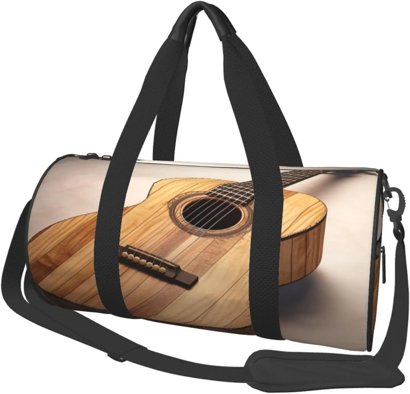 Travel Duffel Bag Foldable Weekender Overnight Bag Guitar Wooden Sports Tote Gym Bag Large Capacity Lightweight Carry On Luggage Bag for Men Women