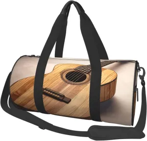 Travel Duffel Bag Foldable Weekender Overnight Bag Guitar Wooden Sports Tote Gym Bag Large Capacity Lightweight Carry On Luggage Bag for Men Women