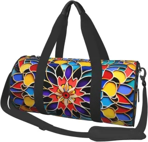 Travel Duffel Bag Foldable Weekender Overnight Bag Moroccan Color Sports Tote Gym Bags Large Capacity Lightweight Carry On Luggage Bags for Men Women